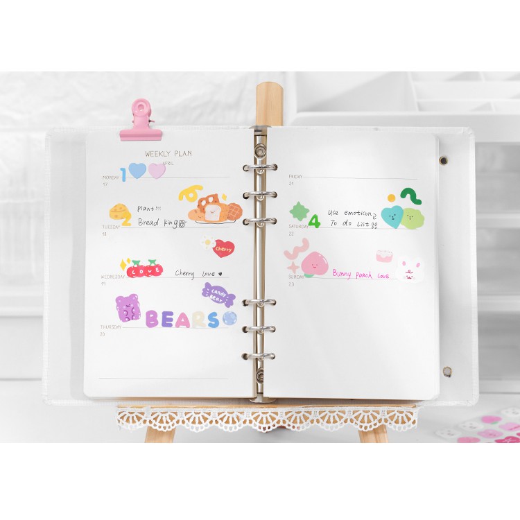 Sticker cute set 4 tấm hình dán dễ thương miếng dán trang trí sổ planner bullet journal dụng cụ dán Stick Me