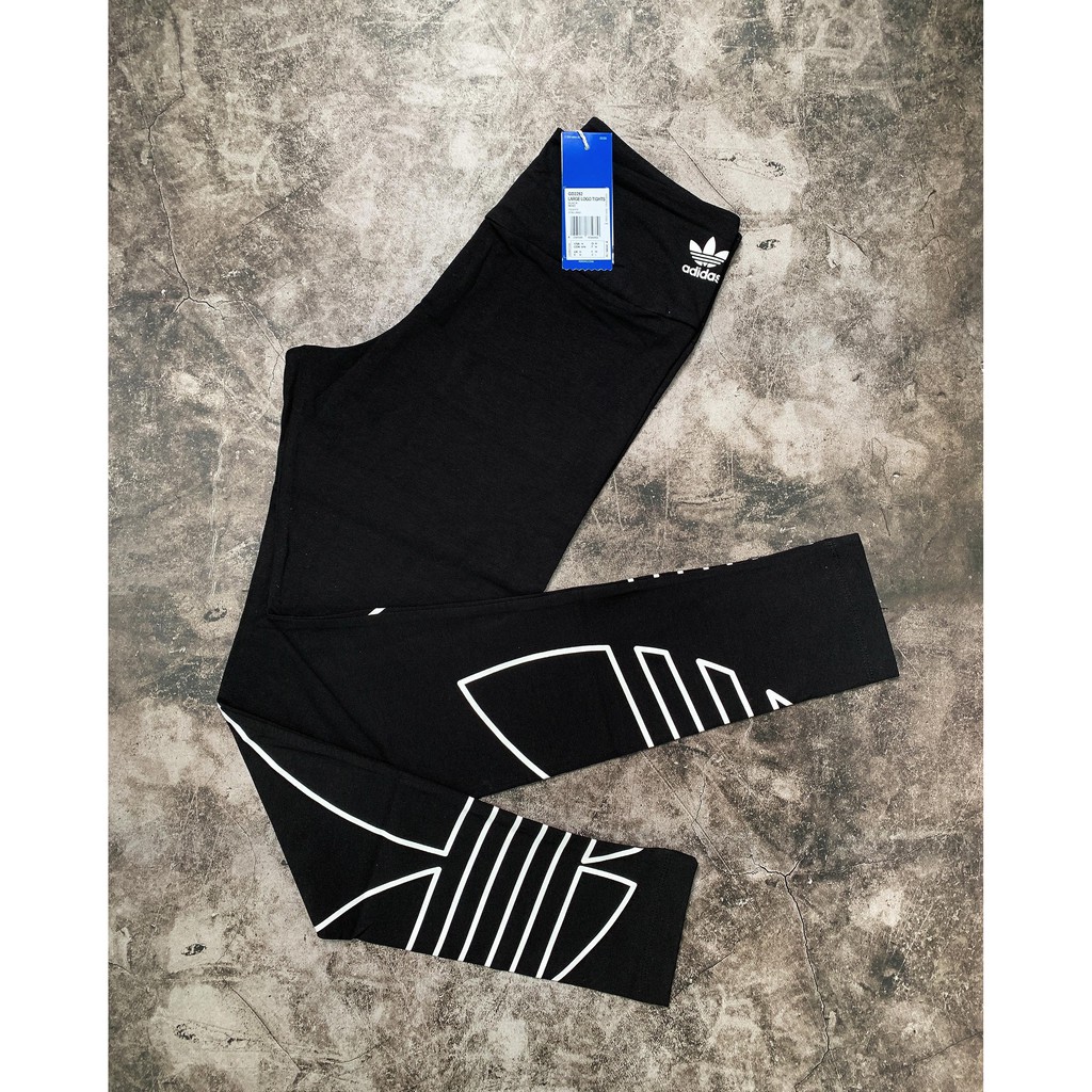 (HÀNG XUẤT XỊN) Quần legging das đen logo to 1655 BIG LOGO OUTLINE TREFOIL TIGHTS Made in Cambodia full tag | BigBuy360 - bigbuy360.vn