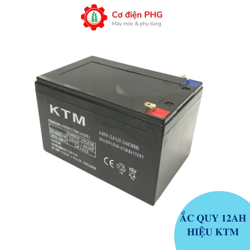 Ắc Quy 12V 12AH chuyên dùng cho bình phun thuốc trừ sâu, loa kẹo kéo | Hiệu KTM | Bảo hành 6 tháng | Bình xịt điện