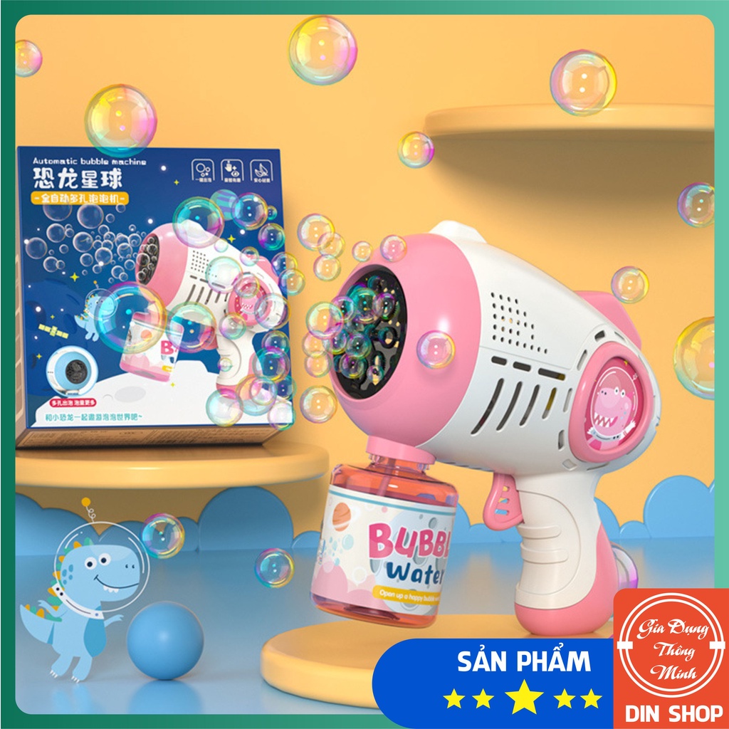 Súng bắn bong bóng hổ 10 nòng cho bé - Súng máy phun thổi bong bóng xà phòng hình cá heo/ hổ đồ chơi trẻ em ngoài trời