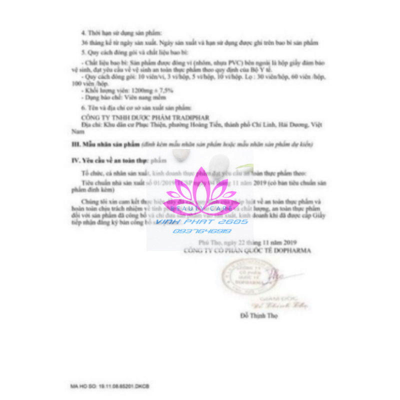 [Tem Nguyên]Viên uống trắng da Glutathione Lamer Dr Lacir