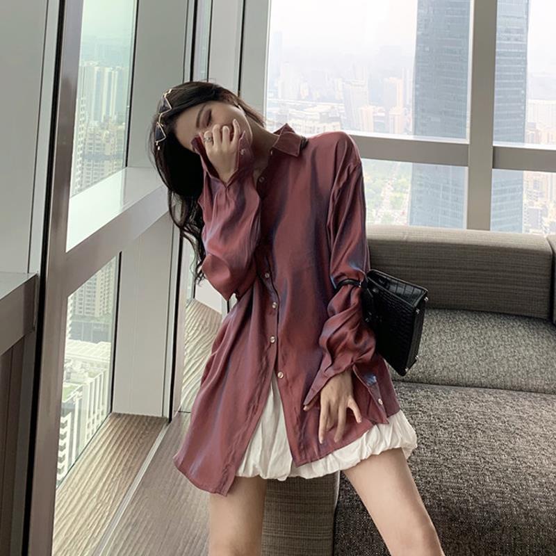 Jiashucheng Mermaid Ji Áo Sơ Mi Chống Nắng Dáng Rộng Thiết Kế Phong Cách Retro Hong Kong