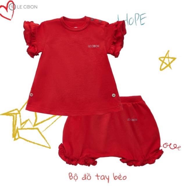 LECOON Bộ cộc tay Lecoon cotton size 3m đến 3y cho bé