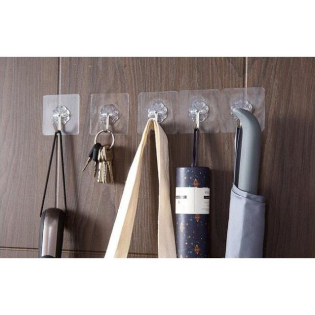Bộ 5 chiếc móc dán treo tường siêu dính trong suốt Móc dính tường trong suốt chịu lực