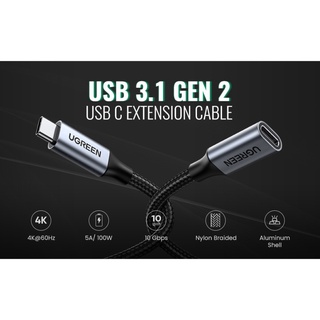 Cáp USB Type C 3.1 nối dài Gen 2 Cao Cấp Ugreen (Thundorbolt 3 PD 5A/100W)
