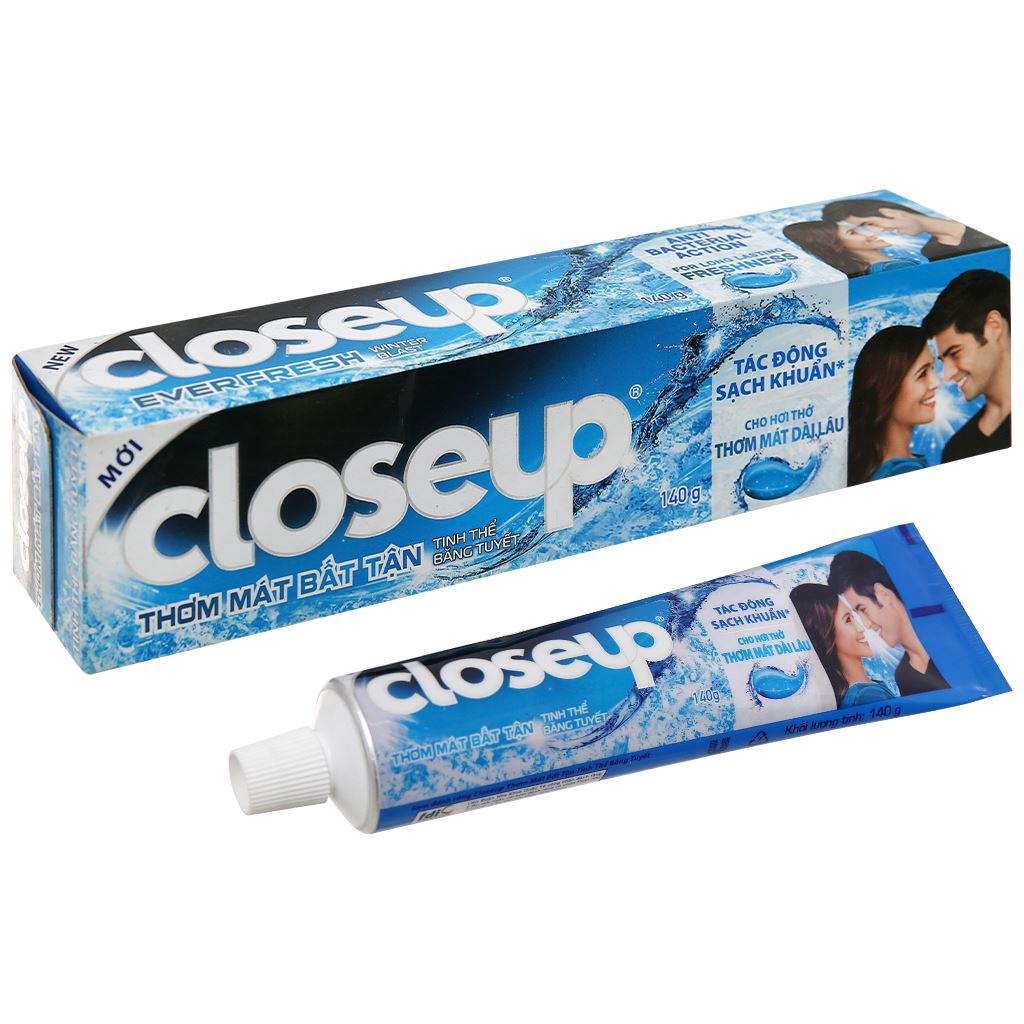 Kem đánh răng thơm miệng CLOSEUP Tinh Thể Băng Tuyết 180g (Xanh Dương) kem đánh răng dạng gel