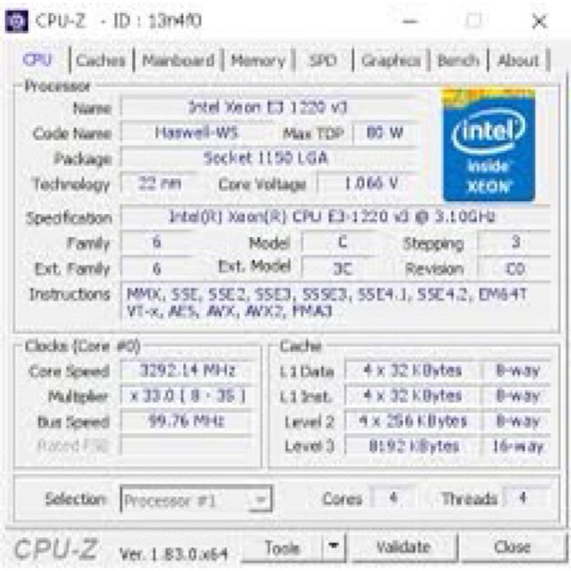 CPU Xeon 1220V3 4 nhân 4 luồng 8M cache 3,1ghz up to 3,5ghz socket 1150 hàng chính hãng bảo hành 24th