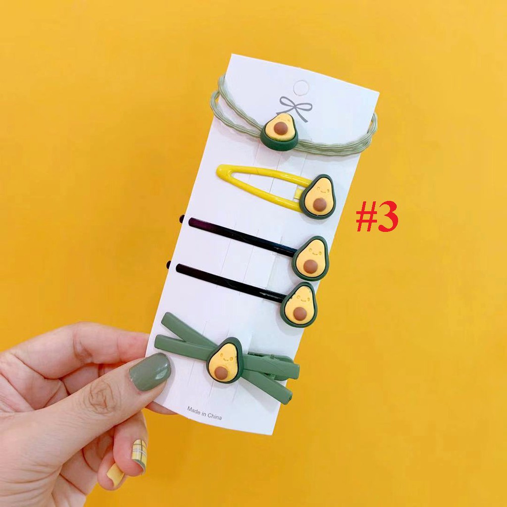 Set kẹp tóc trái bơ, set phụ kiện tóc trái bơ