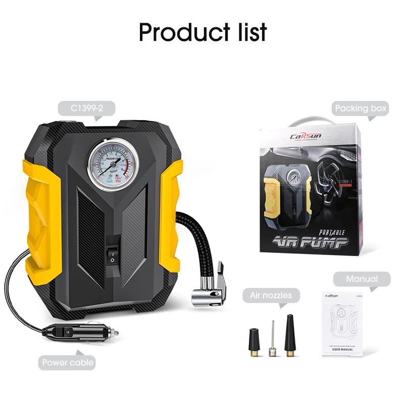 Bơm Xe Hơi 5 Chỗ - 7 Chỗ 150PSI, Bơm Lốp Ô Tô, Xe Hơi Điện Tử Tự Ngắt 12V