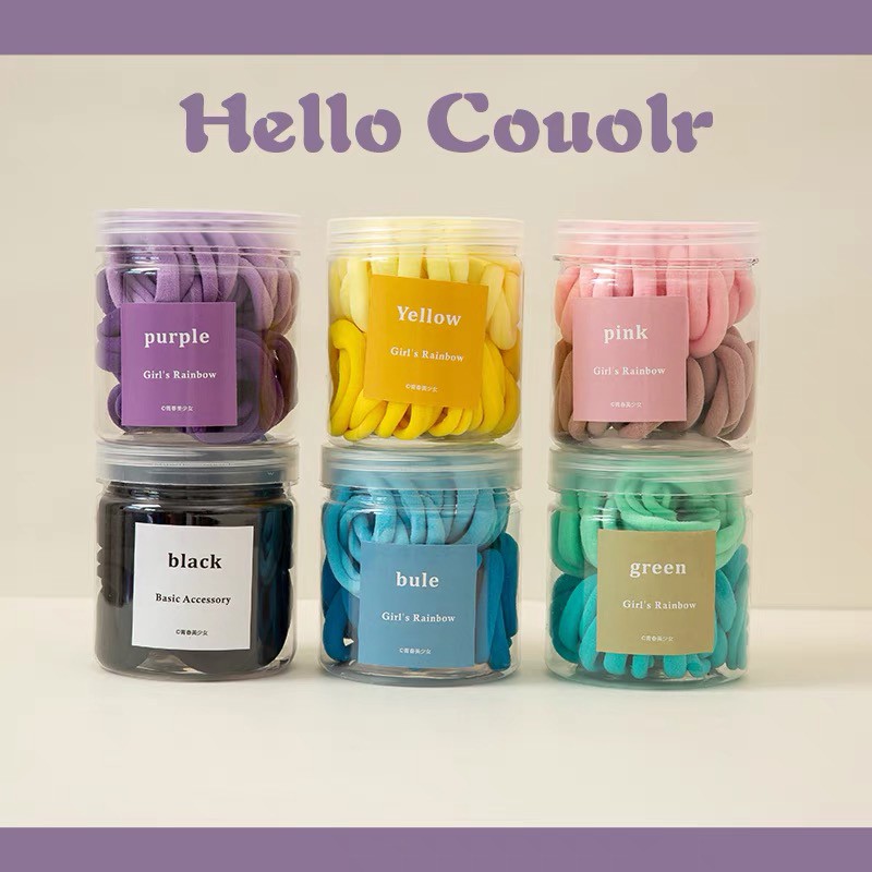 KMHO bộ cột thun 50cái/hộp dây buộc tóc nhiều màu sắc tiện dụng cột tóc phụ kiện tóc trang sức hàn quốc