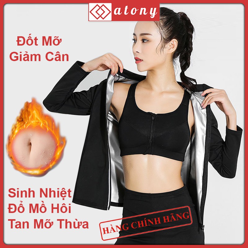 Áo Khoác Tập Gym Sinh Nhiệt Giảm Cân ATONY Cao Cấp - Áo Dài Tay Giúp Sinh Nhiệt, Đổ Mồ Hôi, Tập Yoga, Gym, Aerobic