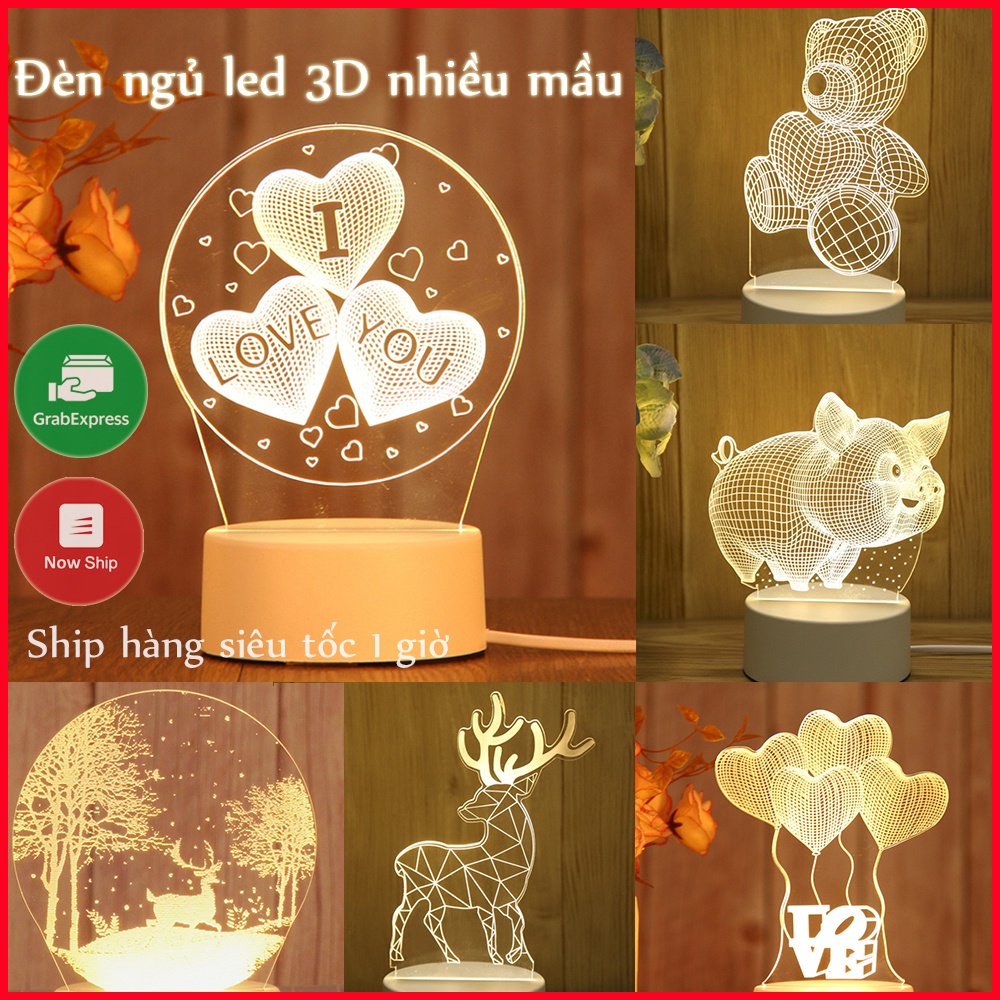Đèn Ngủ Để Bàn Trang Trí Led 3D Phiên Bản 3 Màu Trong Một, Nhiều Mẫu, Thiết Kế Sắc Nét, Món Quà Tặng Độc Đáo DN3D