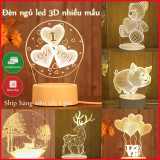 Đèn ngủ để bàn trang trí led 3D phiên bản 3 màu trong một, nhiều mẫu mã, thiết kế sắc nét, món quà tặng độc đáo DN3D