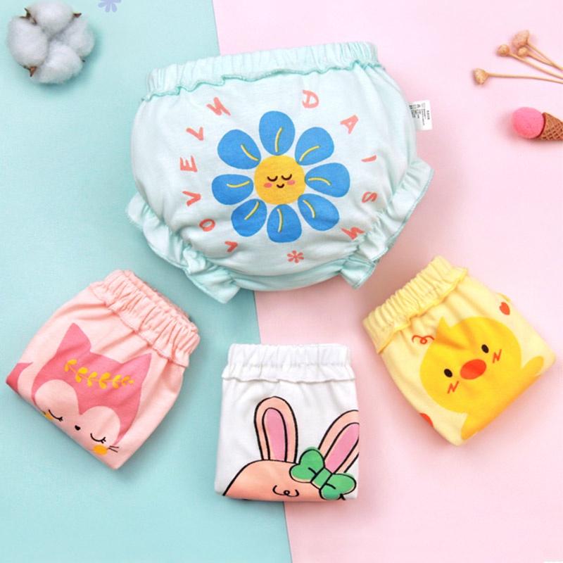 Quần Lót Cotton Mềm Mại Thoáng Khí In Họa Tiết Mèo May Mắn Thời Trang Cho Bé Gái