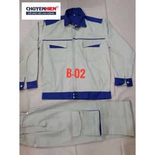 Quần áo bảo hộ màu ghi phối xanh chất kaki 3.1 cho kỹ sư