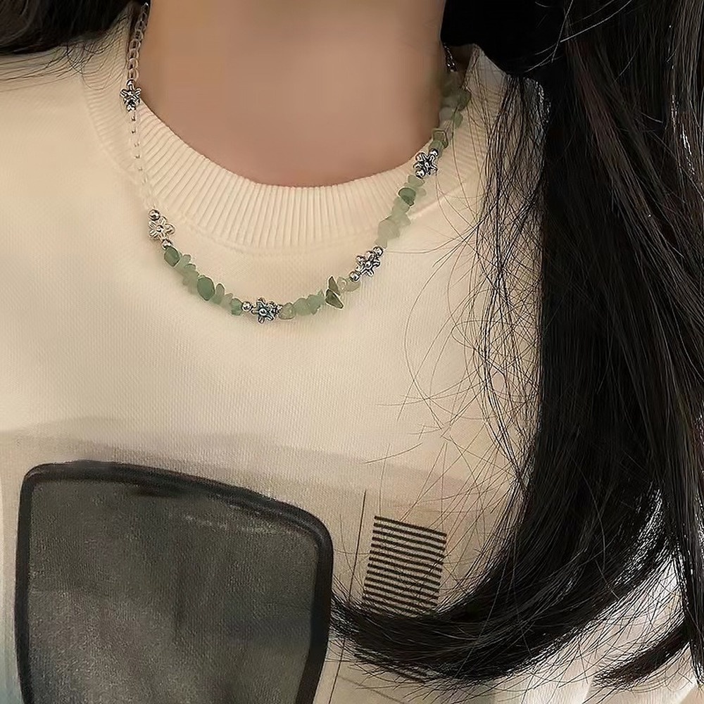 1 Vòng Cổ Choker Đính Đá Pha Lê Xanh Lá Đơn Giản Thời Trang Hàn Quốc