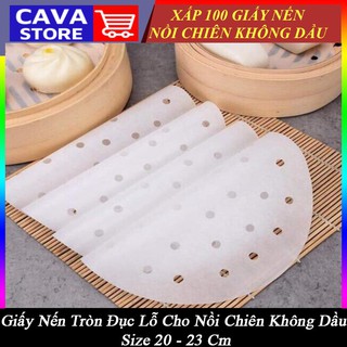 Giấy Nến Đục Lỗ Chuyên Dùng Cho Nồi Chiên Không Dầu - Nồi Nướng Bánh Hấp Bánh Bao Há Cảo Loại 20 cm 23 cm Từ 50 - 200 tờ