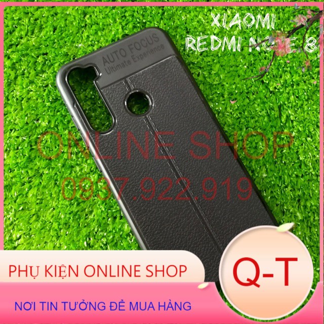 Ốp Lưng Xiaomi Redmi Note 8 Dẻo Giả Da Đen Đẹp