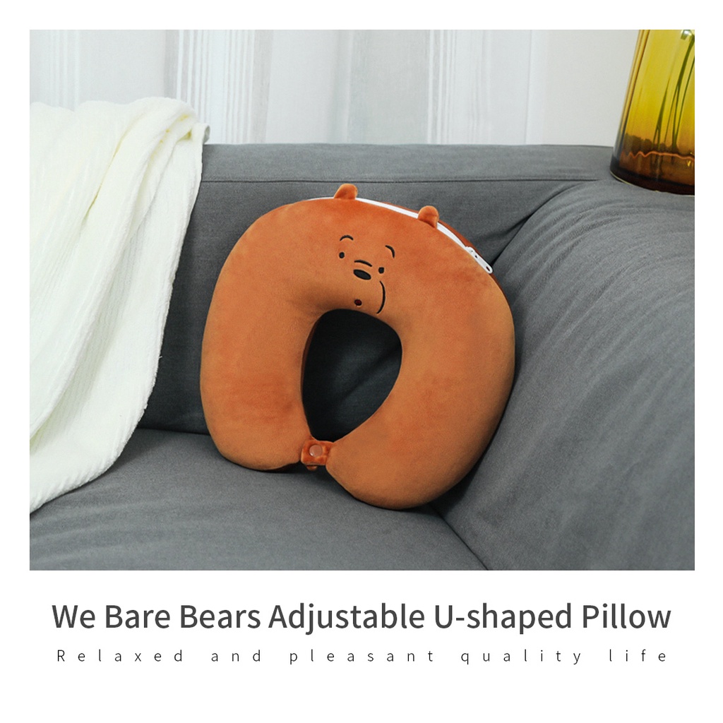 Gối chữ U 2 trong 1 hình gấu We Bare Bears Miniso kê cổ chống mỏi du lịch văn phòng nhỏ gọn tiện lợi