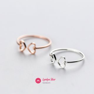 Nhẫn Nữ Bạc 925 Hình Trái Tim Đôi