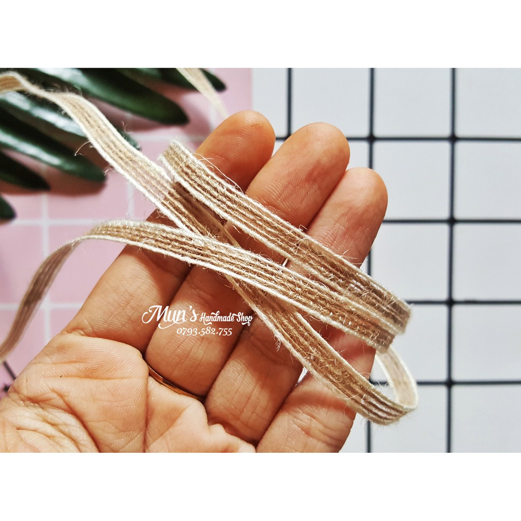 2m / 10 mét dây thừng gai bện bản 0.5cm - Trang trí handmade, gói quà