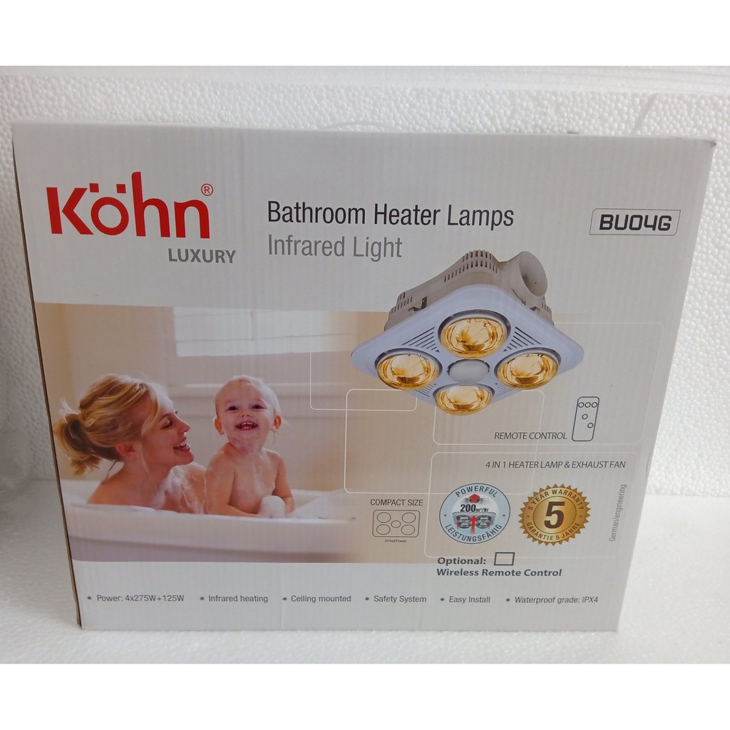 Bảo hành chính hãng - Đèn sưởi nhà tắm âm trần Braun Kohn Profile Plus BU04G/R