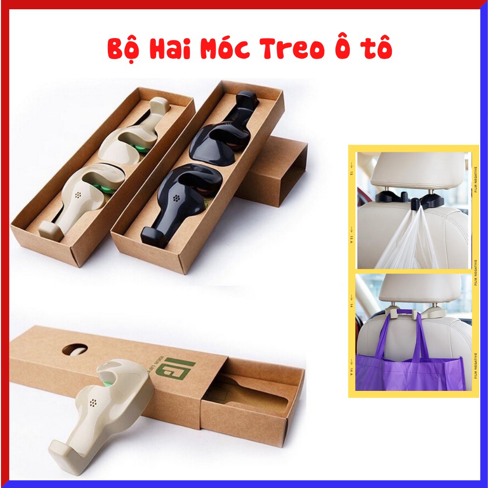 Bộ hai móc treo sau ghế ô tô tiện ích , gọn gàng bằng nhựa cứng bền đẹp TIME HOME