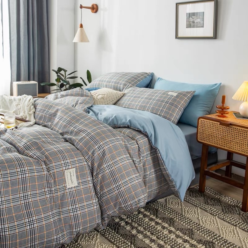 Bộ Chăn Ga Giường TiCi Kẻ Aplimart Phong Cách Hàn Quốc - Set 4 Món Cotton Tici Free Bo Chun | BigBuy360 - bigbuy360.vn