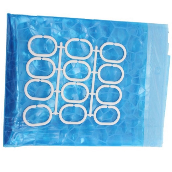 Rèm Phòng Tắm / Rèm cửa sổ hoạ tiết Kẻ trong XANH DƯƠNG  180x180