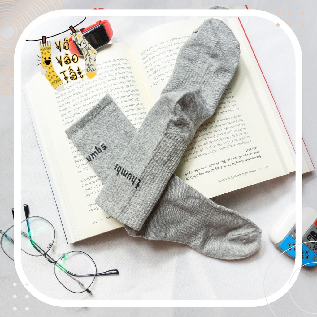 TẤT VỚ CỔ CAO UNISEX CHỮ P CÓ BO CHUN BÀN CHÂN