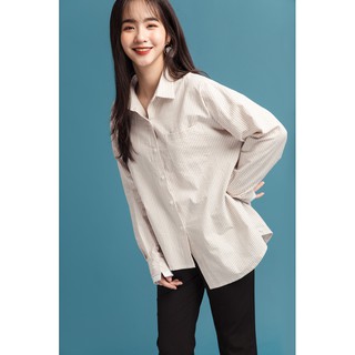 Áo sơ mi dài tay gấu lệch - 92Wear