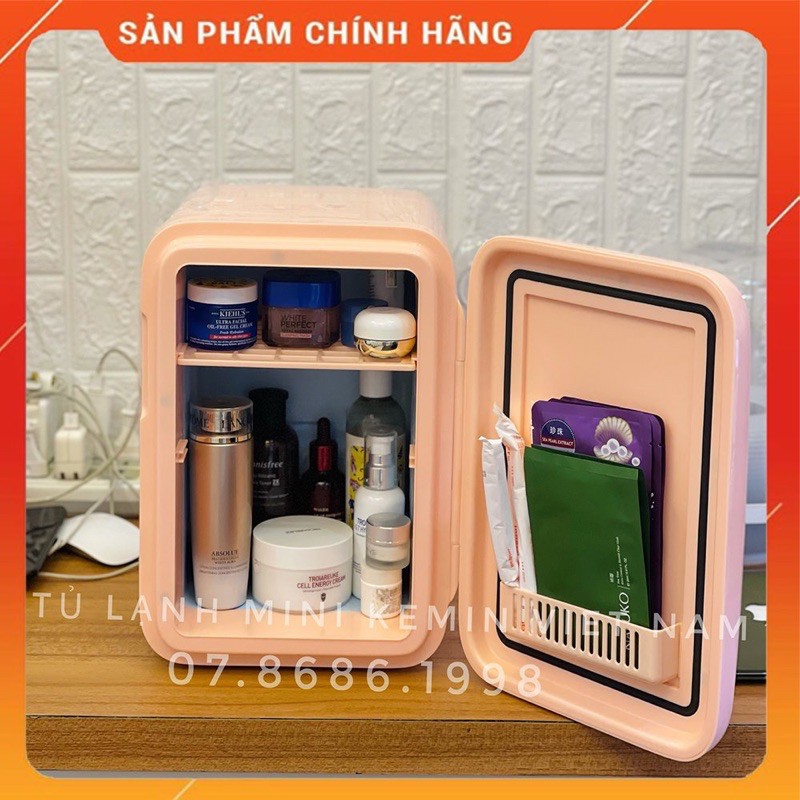 (SẴN)Tủ lạnh mini bảo quản mĩ phẩm, sữa mẹ, mang trên oto 10L màu HỒNG, ĐỎ