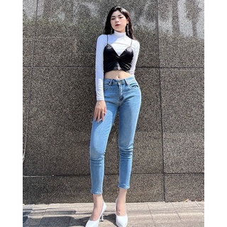 Quần jean nữ form 9 tấc lưng vừa