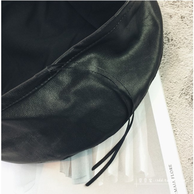 Nón beret vải da PU thời trang, mũ nồi ulzzang có dây điều chỉnh Emmer191