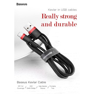 Cáp Baseus Cafule Lightning cho iPhone/ iPad 1m ( 2.4A, Sạc nhanh, Siêu bền)