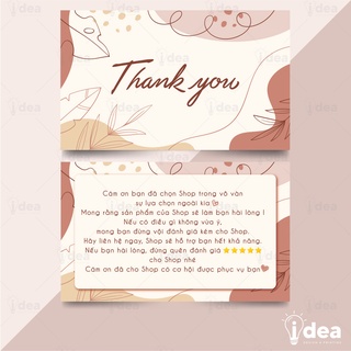 Card Cám Ơn, Phiếu Cảm Ơn, Card Thank You dành cho Shop Bán Hàng - Size 9 x 5.4cm - Họa Tiết Hoa Lá Vintage Màu Nâu 10