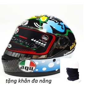 Mũ bảo hiểm fullface AGU tem cá mập + khăn đa năng cao cấp