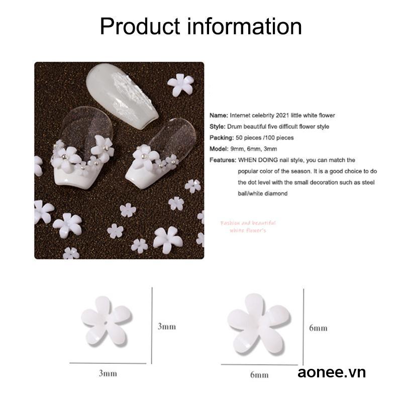 ✨✨Set 100 Hoa Trắng Đỏ Dùng Để Trang Trí Móng Nghệ Thuật
