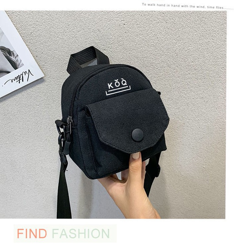 Túi Đeo Vai Vải Canvas Màu Trơn Đựng Điện Thoại Thời Trang