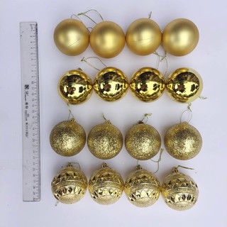 Hộp 16 Quả Châu 4cm Trang Trí Cây Thông Noel (Màu vàng)