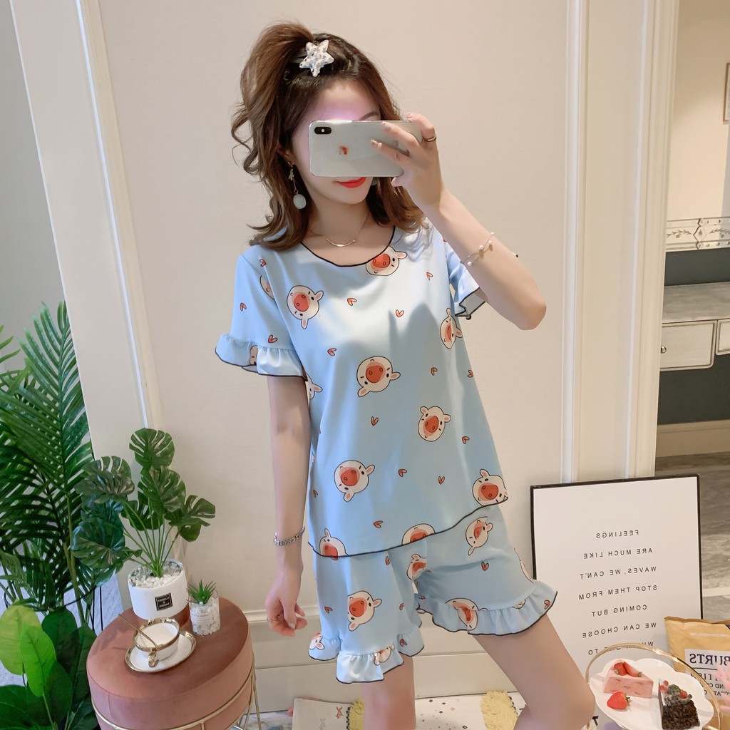 Bộ đồ ngủ Pijama tay rộng ⚡FREE SHIP⚡ chất cotton tay rộng, họa tiết hoạt hình siêu dễ thương, ngộ nghĩnh