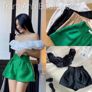 260 - Set áo trễ vai + quần gấm tapta