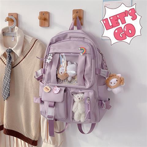 InsThe Wind Capacity High School Student Bag Korean Women Harajukuulzzang Style Cartoon Backpack Middle School Backpack Backpack Fabric