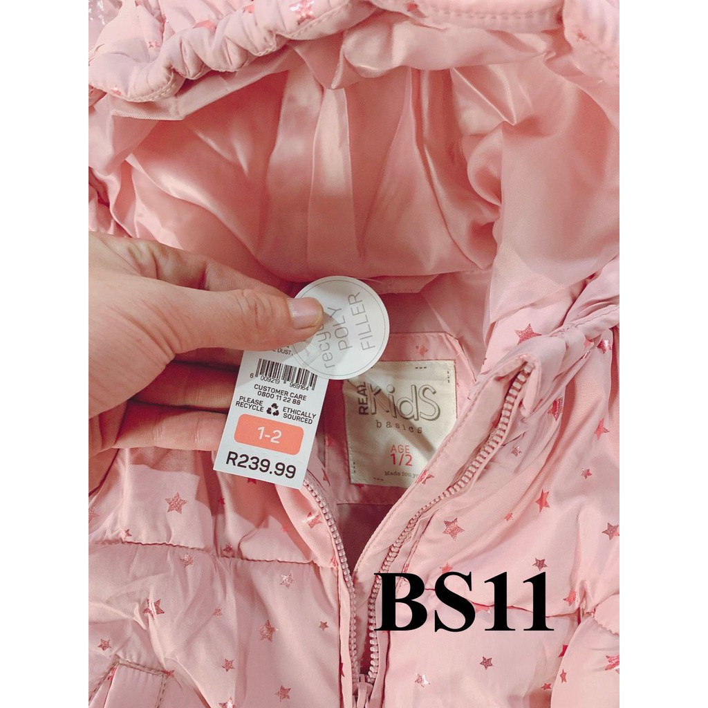 * Mã BS11: Áo phao bé gái hai màu in sao Real Kids xuất dự xịn đét, áo đẹp quá bé mặc lên rất đáng yêu