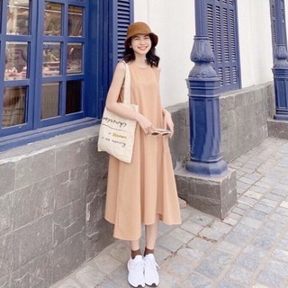 Đầm Suông Nude Sát Nách Dáng Dài- MS788