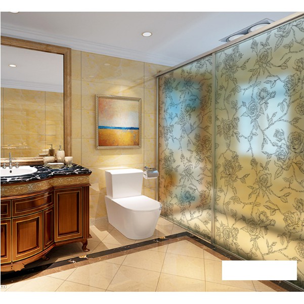 Decal Dán Kính Cao Cấp - Hoa Hồng Xám cực đẹp ( 60x116cm )