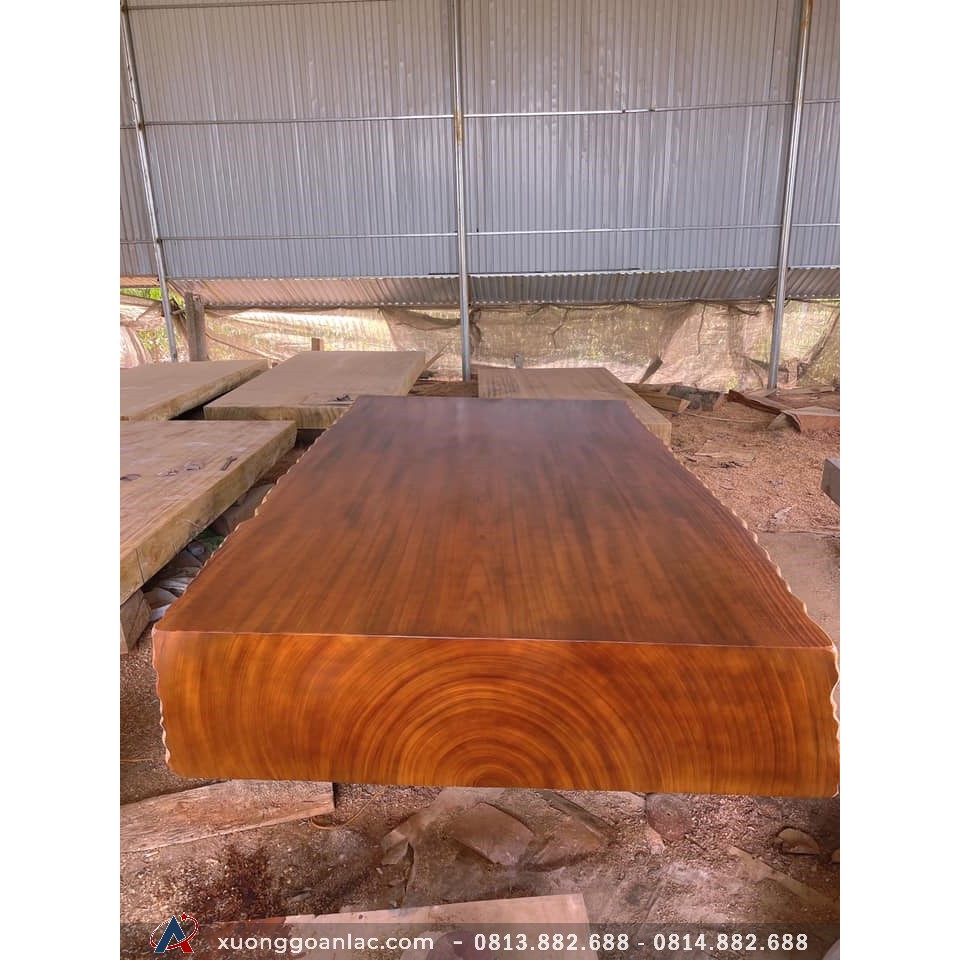 Phản nguyên khối gỗ gõ đỏ 352x203x54cm