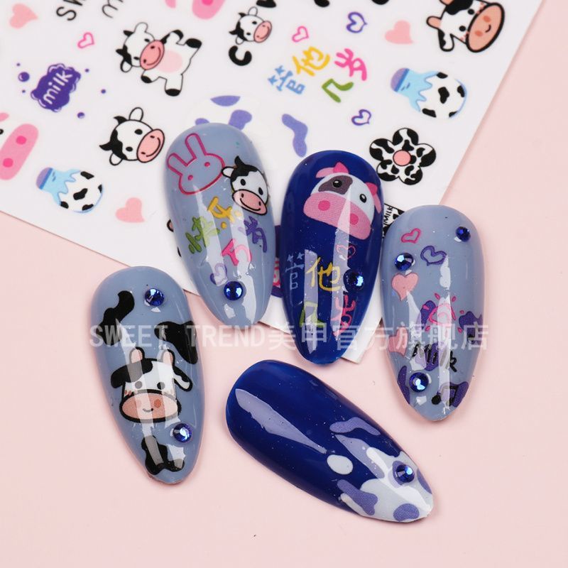 Nhãn dán móng tay 3D STZPRONAIL hình vịt / gấu / thỏ dễ thương xinh xắn cho bé