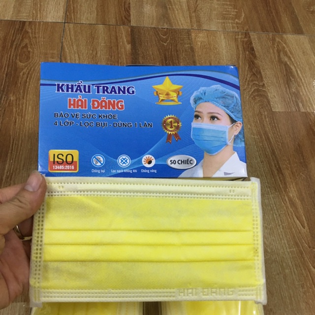 Khẩu trang 4 lớp màu Vàng đẹp