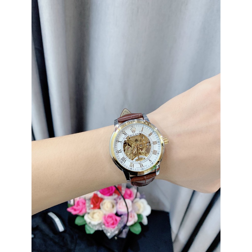 Đồng hồ Nam rolex cơ dây da cao cấp  - Bảo hành 12 tháng MTP-STORE